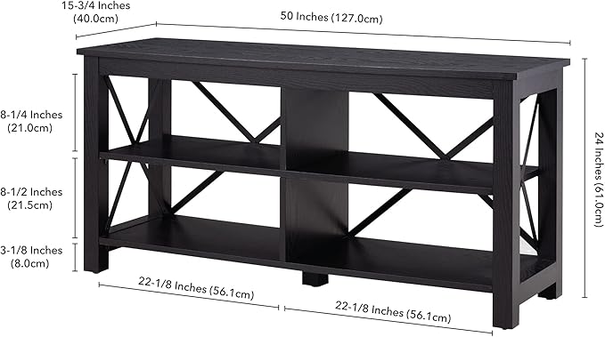 Henn&Hart Rectangular TV Stand for TV's up to 55" in Black, TV Stands for the - Image 3