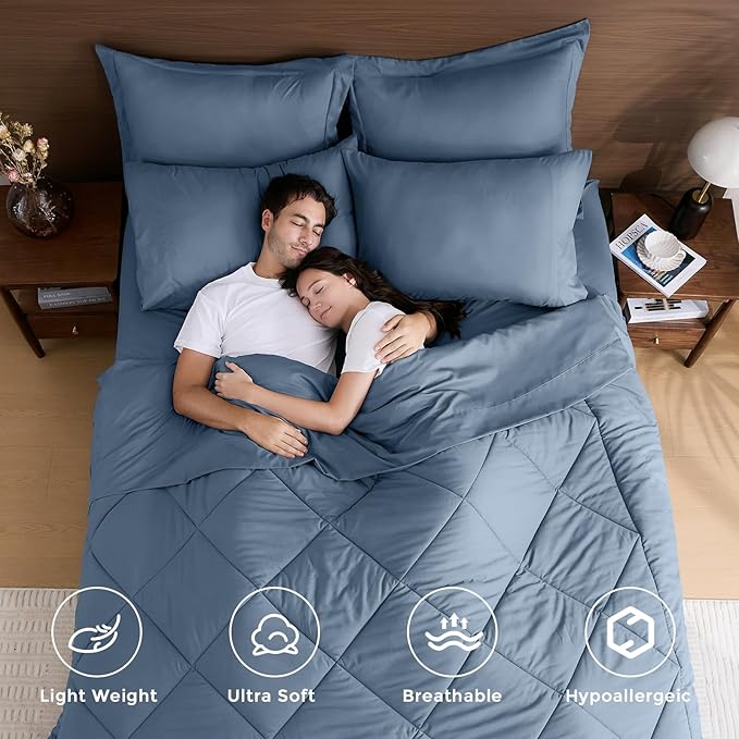 HEVUMYI Dusty Blue Twin-XL Comforter Set - Image 2