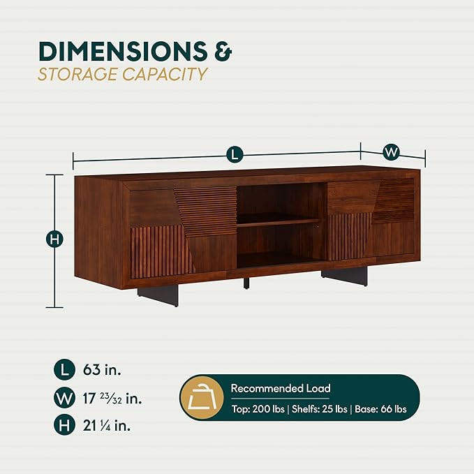 Bme Trapeze TV Stand for Living Room – Wooden Media Console - Image 4