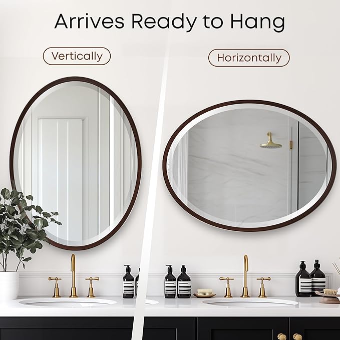 OVALCREST - Oval Wooden Beveled Wall Mirror - Image 4