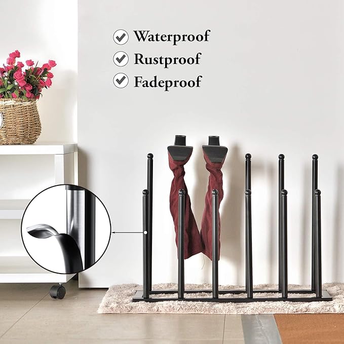 MyGift Modern Black Metal Boot Rack - Image 2