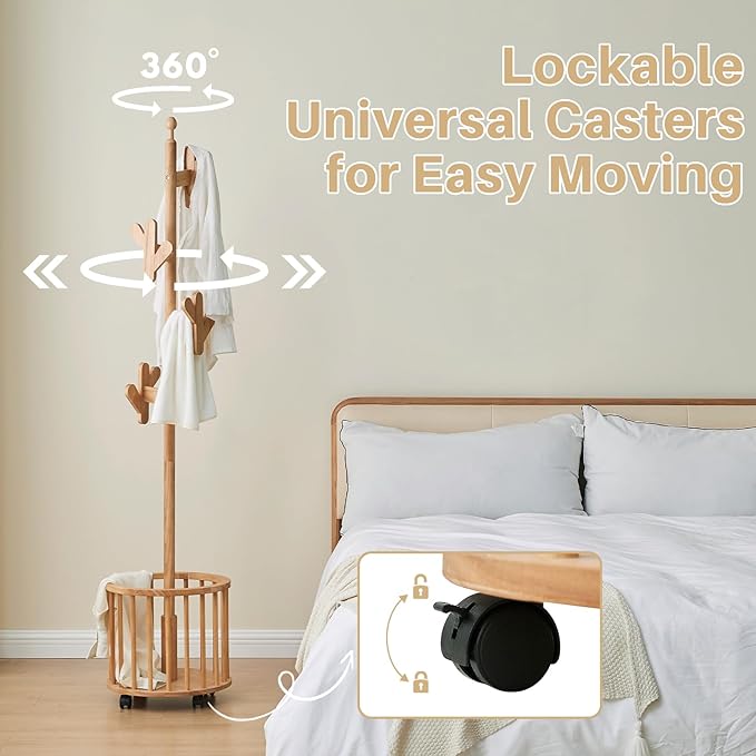 Uniclinens Solid Wood Coat Rack Freestanding - Image 3