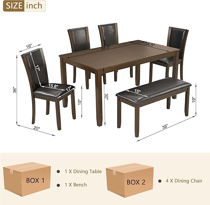 KEIKI 6-Piece Standard Height Dining Table Set - Image 3