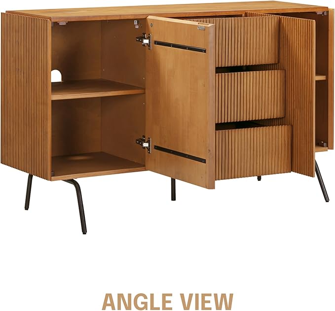 NTC Veil Sideboard with 2 Doors and 3 Drawers, Buffet Cabinet with Vertical - Image 7