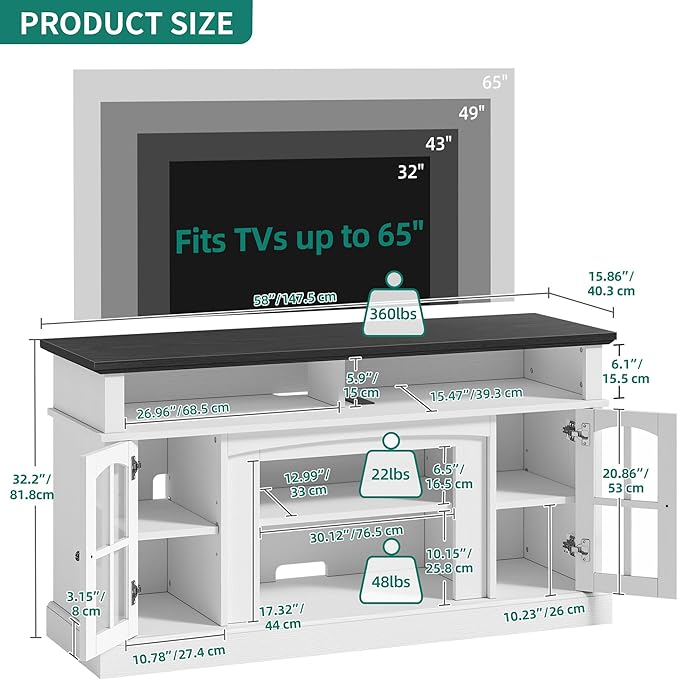 YITAHOME LED Farmhouse TV Stand - Image 2