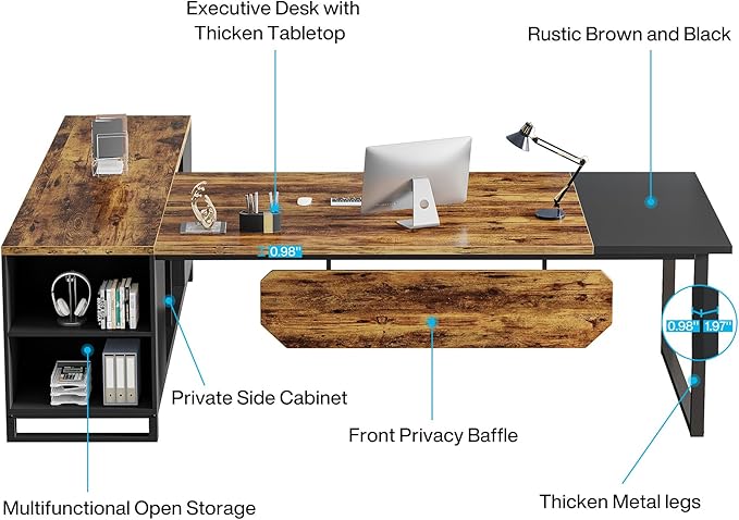 Tribesigns 70.8" Executive Desk - Image 5