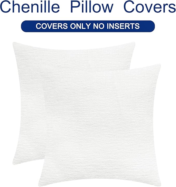 CaliTime Throw Pillow Covers Decorative 24 X 24 Inches Pack of 2 Cozy Chenille - Image 6
