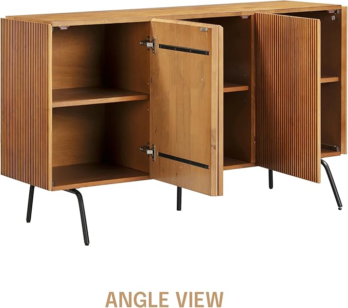 NTC Veil Modern Sideboard with 3 Doors, Buffet Cabinet with Vertical Groove - Image 8