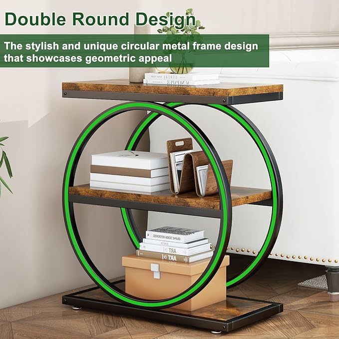 IBUYKE Narrow End Table with 3 Storage Shelves, Industrial Sofa Side Table - Image 4
