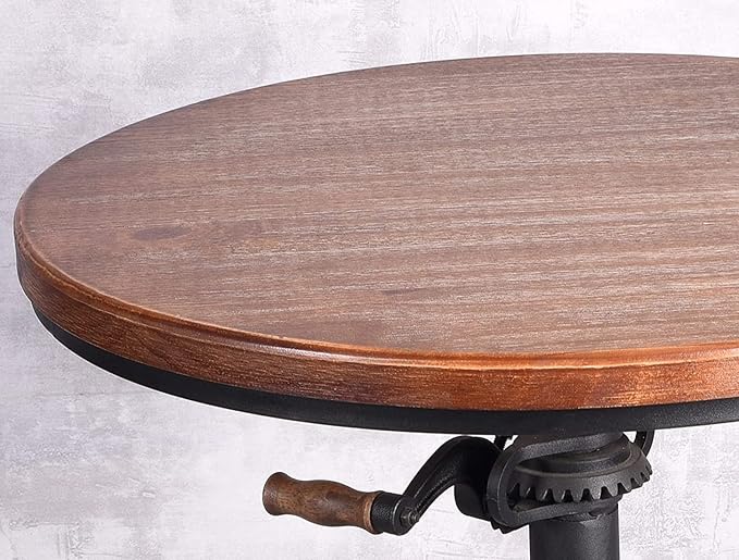 Diwhy Pub Set Industrial Style Adjustable Height 33.5-39.4in Dining Table Dia - Image 4