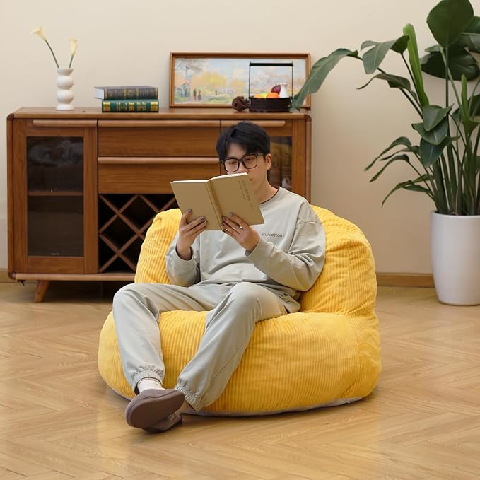 N&V Large Crescent Bean Bag Chair, Adult Size Bean Bag Sack, Foam Filling - Image 3