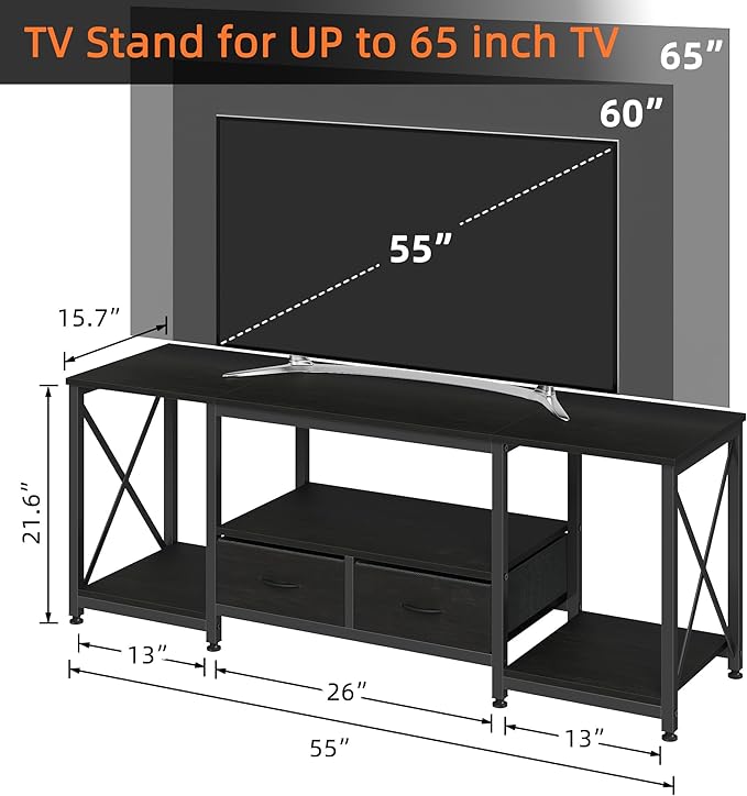 TV Stand with Fabric Drawers for 55 60 65 Inches TV - Image 7