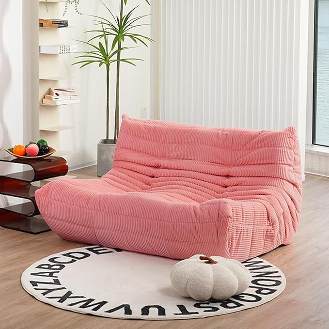 N&V Fireside Loveseat, Mid Century Armless Twin Size Floor Sofa, Soft Premium by NV
