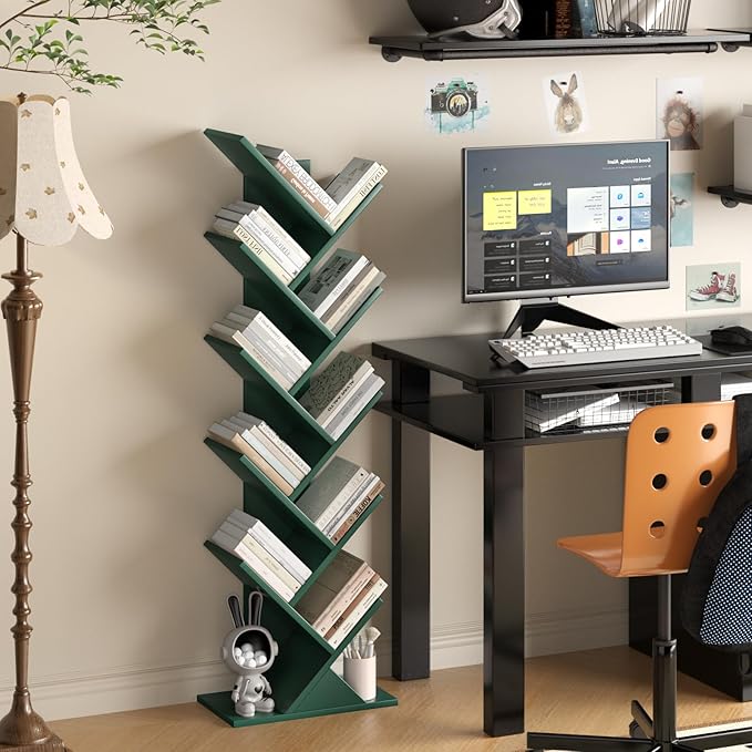 10 Tier Tree Book Shelf, Floor Standing Wood Bookshelf - Image 7