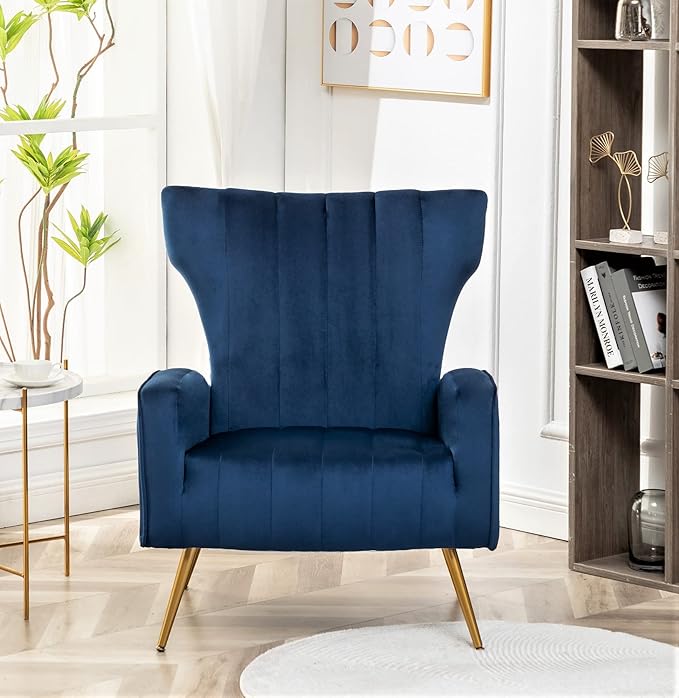 Container Furniture Direct Modern Velvet Accent Chair, Channel Tufted Bedroom - Image 6
