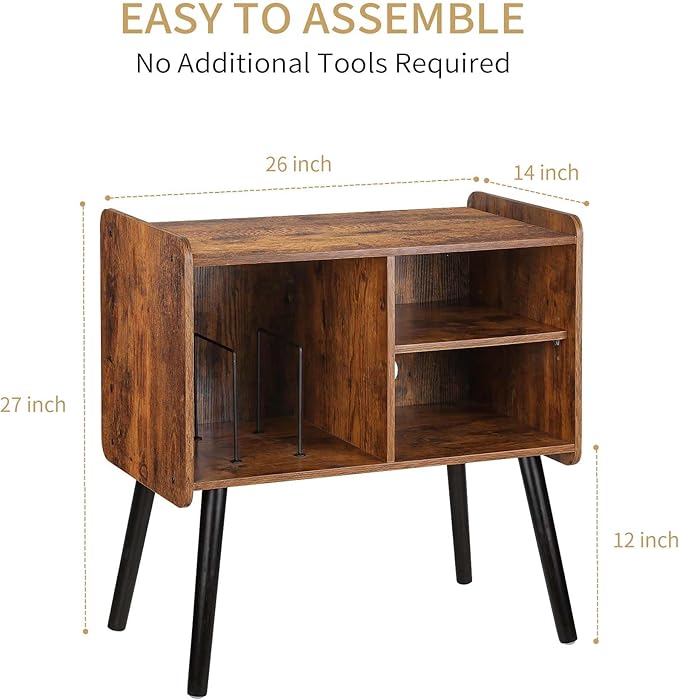 Record Player Stand with Vinyl Record Storage, Mid-Century Turntable Stand - Image 4