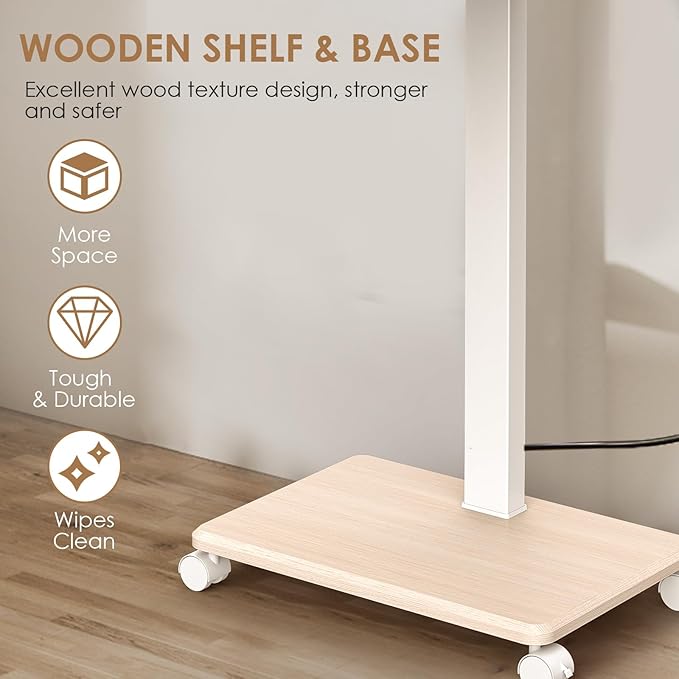 Rolling TV Stand with Power Outlet, Swivel Mobile Portable TV Cart - Image 7