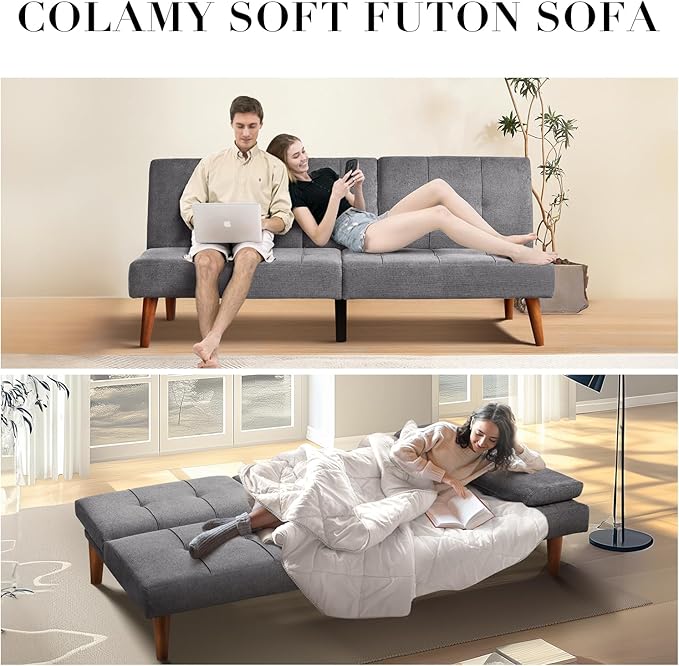 COLAMY Futon Sofa Bed-Fabric Small Couch, Small Lounge Convertible - Image 9