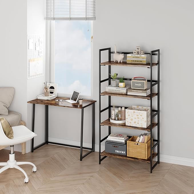 BHG Vintage Multifunctional Folding Bookshelf, No-Assembly Plant Stand Storage - Image 2