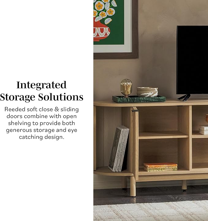 Walker Edison Modern Curved Reeded TV Stand - Image 3
