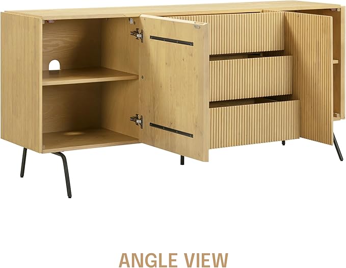 NTC Veil Modern Sideboard with 4 Doors, Buffet Cabinet with Vertical Groove - Image 7