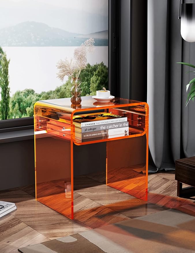 Clear Acrylic End Table 2-Tier Bedside nightstand - Image 5