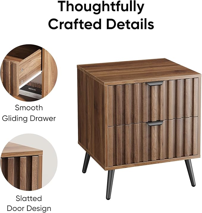 Nightstands, Walnut Fluted Night Stand, Mid Century Modern Nightstand, Bedside - Image 3
