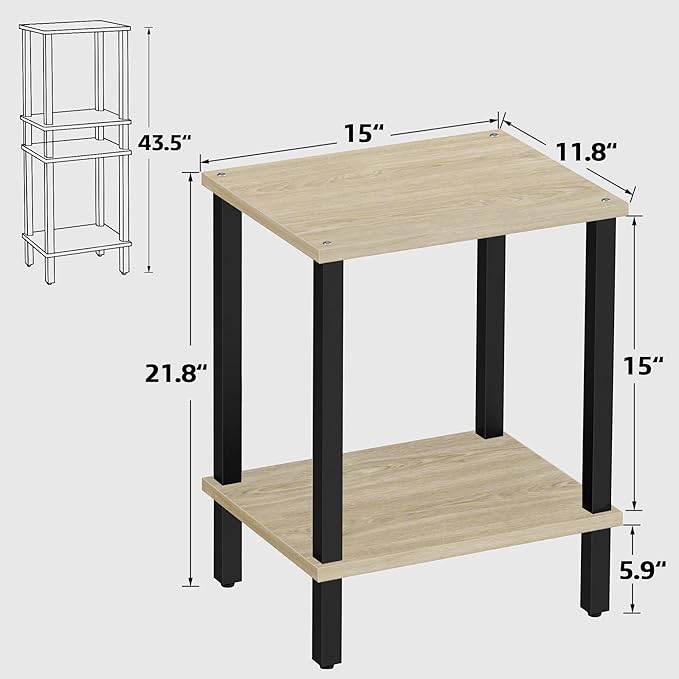 TUTOTAK End Table, Side Table, Nightstand, 2-Tier Storage Shelf, Sofa Table - Image 3