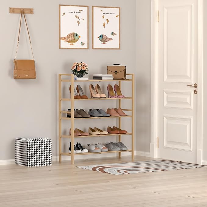 Haddockway Bamboo Shoe Rack for Closet, Free Standing Shoe Organizer - Image 2