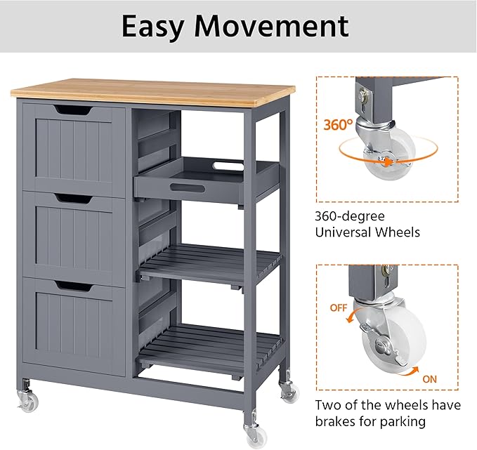 Yaheetech Kitchen Island Cart on Wheels - Image 8