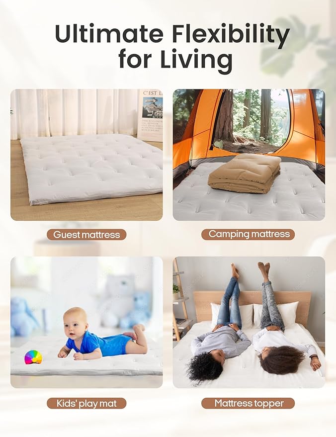 Syrinx Japanese Floor Futon Mattress, Foldable Tatami Sleeping Pad - Image 5
