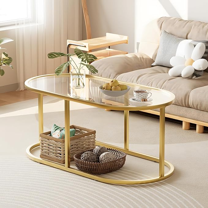 Coffee Table Gold Glass Coffee Tables - Image 6