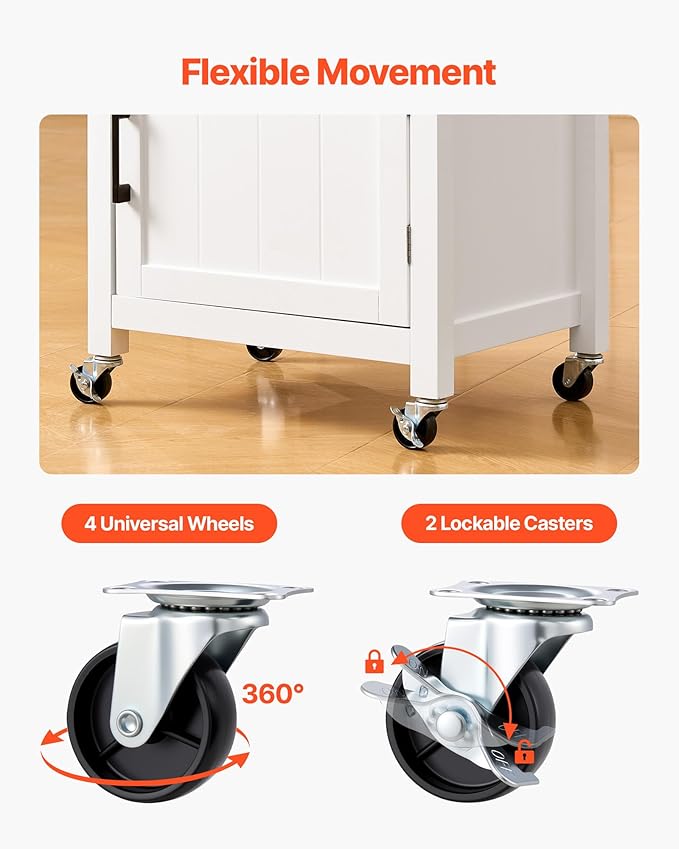 VEVOR Kitchen Island Cart with Single Door Cabinet, Mobile Carts with Drawer - Image 7