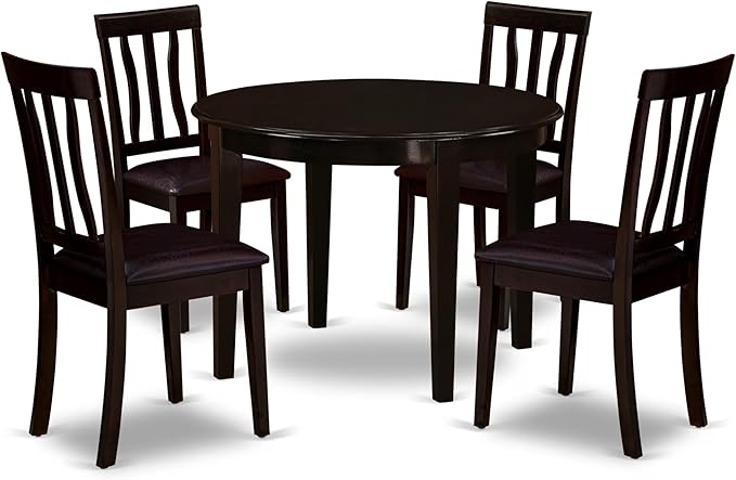 East West Furniture BOAN5-CAP-LC 5 Piece Dining Set Includes a Round Dinner by EastWestFurniture