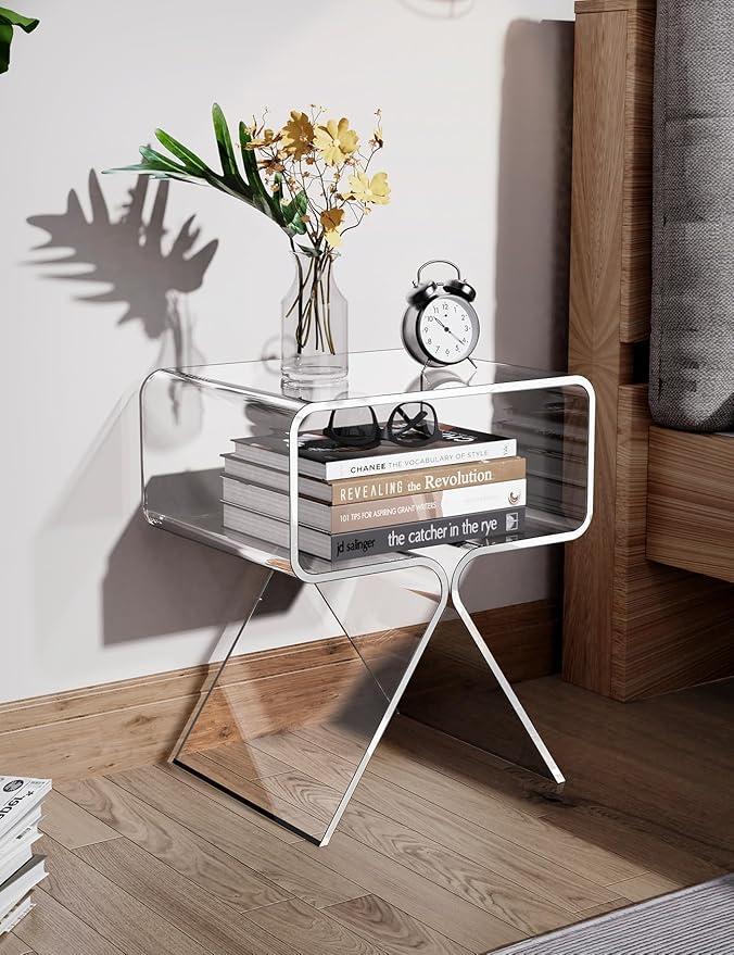 Acrylic Nightstand Side Table Modern Design Clear Home Decor Display End Table - Image 2