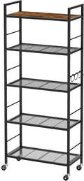 5-Tier Metal Storage Rack with Industrial Wheels, Mesh Shelving Unit with by Unknown