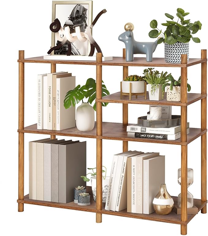 YGYQZ Wooden 3 Tier Storage Shelf, 5 Cube Short Small Book Shelf Simple and by YGYQZ