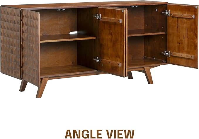 NTC Sapa Mid-Century Modern Solid Wood Sideboard – 4-Door Accent Buffet Cabinet - Image 8