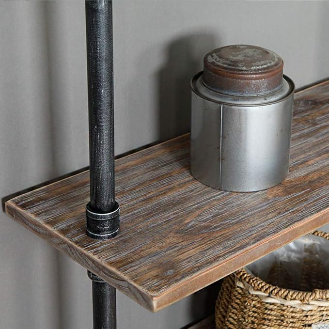 Industrial 6-Tiers Modern Ladder Shelf Bookcase, Solid Wood Storage Shelf - Image 6