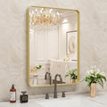 WEER Gold Bathroom Mirror, 20X30 Inch Brushed Gold Metal Frame Mirror, Rounded by WEER