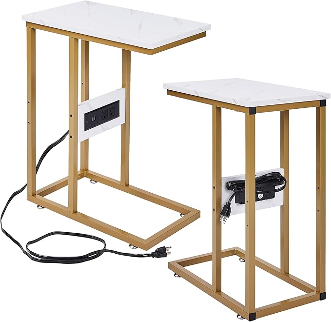 VECELO C Shaped End Side Table by VECELO