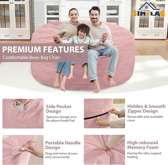 5FT Bean Bag Chair, Large Bean Bag Chairs - Image 4