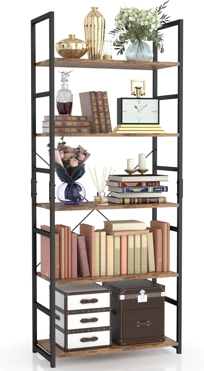 NUMENN 5 Tier Bookshelf, Tall Bookcase Shelf Storage Organizer, Modern Book by NUMENN
