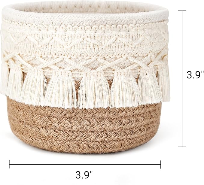 Mkono Macrame Makeup Brush Holder Organizer Comb Brushes Mini Storage Basket - Image 5