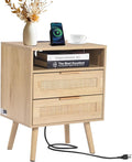 VEVOR Rattan Nightstand, Boho Bedside Table by VEVOR