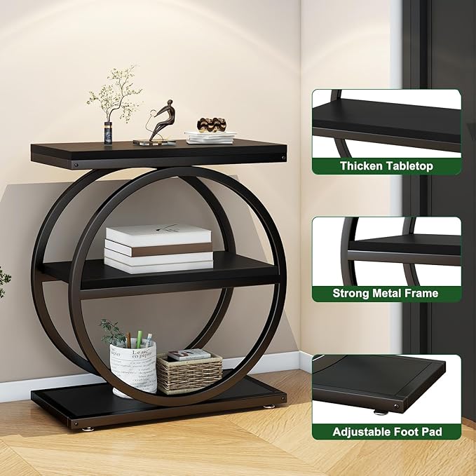IBUYKE Narrow End Table with 3 Storage Shelves, Industrial Sofa Side Table - Image 7