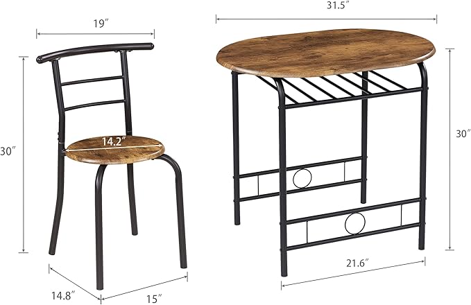VECELO 3-Piece Dining Table Set - Image 8