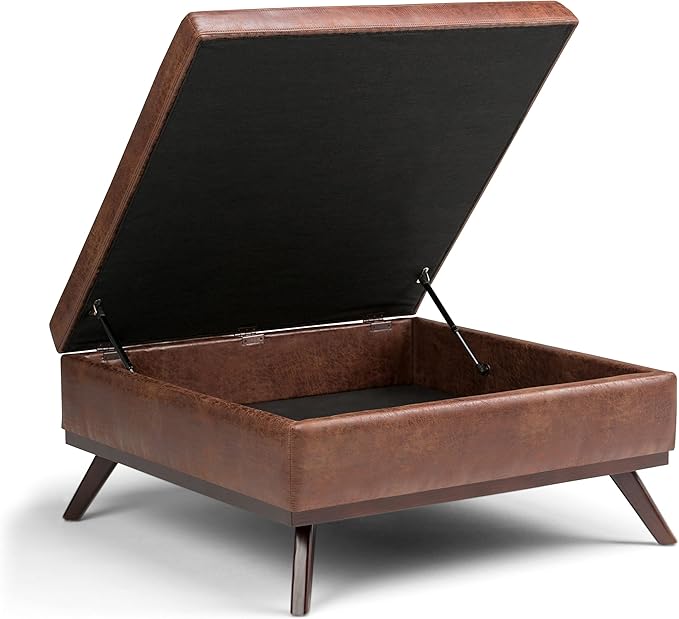 SIMPLIHOME Owen 36 inch Wide Mid Century Modern Square Coffee Table Storage - Image 4
