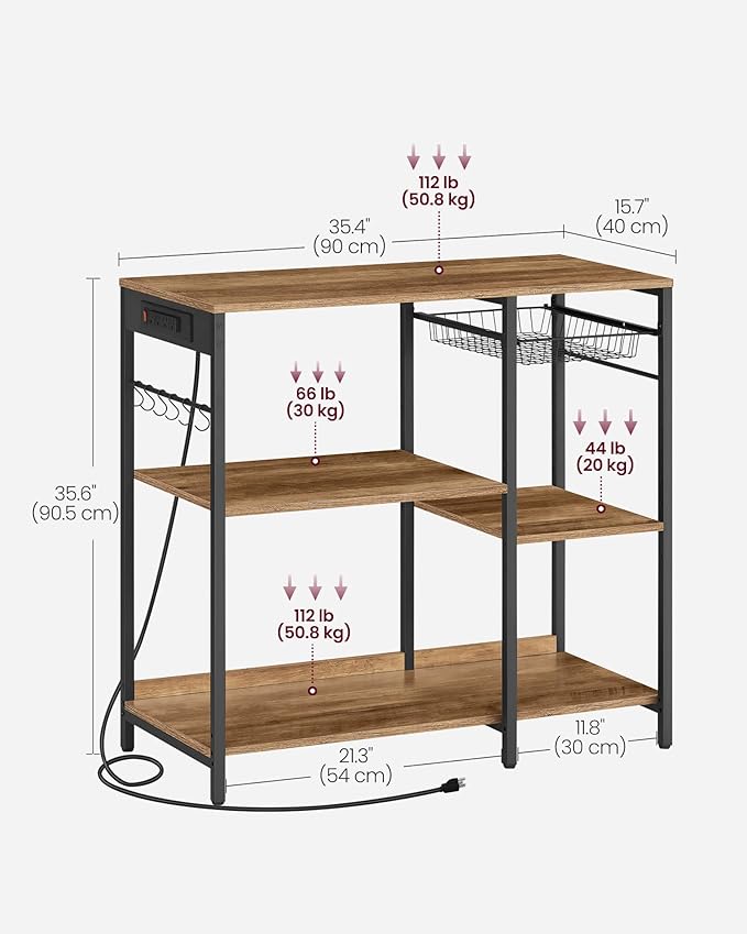 VASAGLE Baker's Rack, Coffee Bar Stand - Image 3