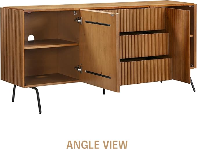 NTC Veil Sideboard with 2 Doors and 3 Drawers, Buffet Cabinet with Vertical - Image 7